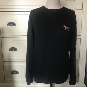 Black Long Sleeve Top With Rose Gold Sequins